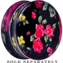 Load image into Gallery viewer, 26mm Acrylic Black Multicolored Old Fashioned Flowers Saddle Plug