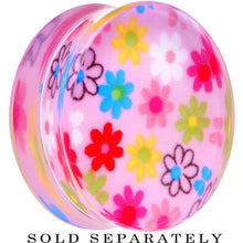 Load image into Gallery viewer, 34mm Acrylic Pink Multicolored Flower Power Saddle Plug