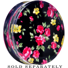 Load image into Gallery viewer, 50mm Acrylic Black Multicolored Old Fashioned Flowers Saddle Plug