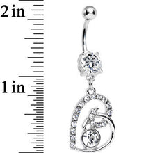 Load image into Gallery viewer, Clear Gem Bright Twisted by Love Heart Dangle Belly Ring