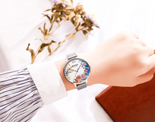 Load image into Gallery viewer, Womens Watches With Decoupage Flower Patterns And Details Of Large Roman Numbers