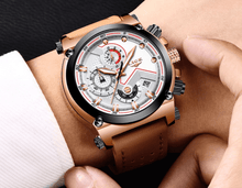Load image into Gallery viewer, Men's Waterproof Modern Watch With Leather Belts, Stainless Steel Case Excellent Look Perfect Gift