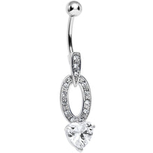 Load image into Gallery viewer, Clear Cubic Zirconia Sparkling Hollow Oval Heart Dangle Belly Ring