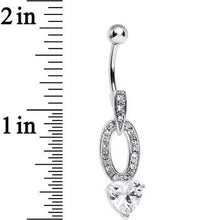 Load image into Gallery viewer, Clear Cubic Zirconia Sparkling Hollow Oval Heart Dangle Belly Ring