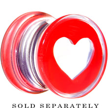 Load image into Gallery viewer, 1/2 Clear Red Acrylic Adoring Heart Saddle Plug