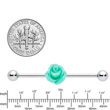 Load image into Gallery viewer, Light Green Charming Summer Rose Flower Industrial Barbell 37mm
