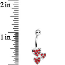Load image into Gallery viewer, Red Gem Trebled Heart Belly Ring