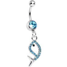 Load image into Gallery viewer, Aqua Gem Companion of Neptune Fish Dangle Belly Ring
