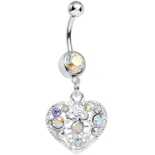 Load image into Gallery viewer, Aurora Gem Lacy Heirloom Heart Dangle Belly Ring