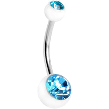 Load image into Gallery viewer, Aqua Cubic Zirconia Clear Acrylic Dual Dazzle Belly Ring