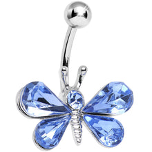 Load image into Gallery viewer, Light Blue Gem Dynamic Dragonfly Belly Ring
