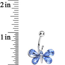 Load image into Gallery viewer, Light Blue Gem Dynamic Dragonfly Belly Ring