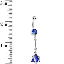 Load image into Gallery viewer, Blue Cubic Zirconia Glamorous Pyramid Dangle Belly Ring