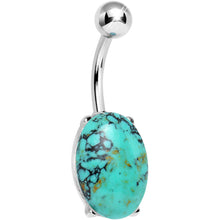 Load image into Gallery viewer, Aqua Turquoise Elliptical Belly Ring