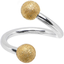Load image into Gallery viewer, 16G 5/16 Gold Sandblasted Steel Spiral Barbell 3mm Ball