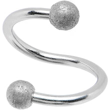 Load image into Gallery viewer, 16G 3/8 Silver Tone Sandblasted Ball Ends Spiral Twister Ring