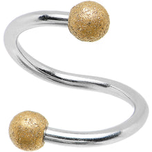 Load image into Gallery viewer, 16G 3/8 Gold Tone Sandblasted Ball Ends Spiral Twister Ring