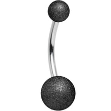 Load image into Gallery viewer, 14G 1/2 Black Sandblasted Steel Belly Ring 5mm and 8mm Ball