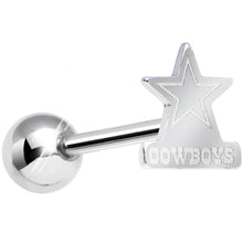 Load image into Gallery viewer, Officially Licensed NFL Cut Out Dallas Cowboys Tongue Ring Barbell