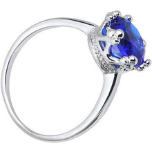 Load image into Gallery viewer, Blue Cubic Zirconia Magnificent Queen Ring Sizes 6 to 8