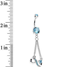 Load image into Gallery viewer, Aqua Cubic Zirconia Dazzling Infinity Symbol Dangle Belly Ring