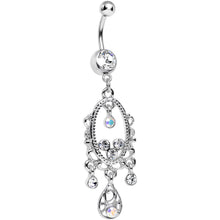 Load image into Gallery viewer, Clear Aurora Gem Victorian Allure Chandelier Belly Ring