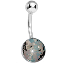 Load image into Gallery viewer, Green and Brown Pixilated Camouflage Belly Ring