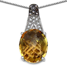 Load image into Gallery viewer, 4.50 Carat Genuine Citrine, Champagne Diamond & White Diamond .925 Sterling Silver Pendant