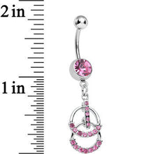 Load image into Gallery viewer, Pink Gem Double Ring of Bling Dangle Belly Ring
