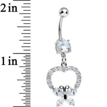 Load image into Gallery viewer, Clear Gem Hollow Heart Beautiful Butterfly Dangle Belly Ring