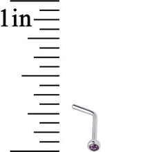 Load image into Gallery viewer, 20G Purple Gem Stainless Steel L-Shaped Nose Ring 1/4