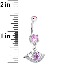 Load image into Gallery viewer, Pink Clear Gem Mysterious and Exquisite Eye Dangle Belly Ring