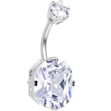 Load image into Gallery viewer, 925 Sterling Silver Clear CZ Brilliant Octagon Belly Ring