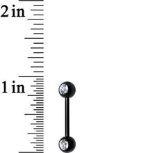 Load image into Gallery viewer, Front Gem Black Anodized Titanium Nipple Barbell Set