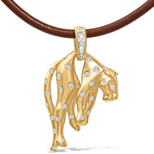 Load image into Gallery viewer, 18K 1.00 Cttw Diamond Cat and Bail Pendant Necklace Collar with Matte Finish (F-G Color, VS2-SI1 Clarity)