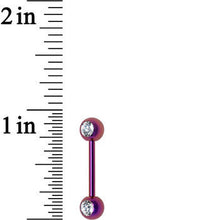 Load image into Gallery viewer, Front Gem Purple Anodized Titanium Nipple Barbell Set