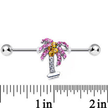 Load image into Gallery viewer, Pink Yellow Gem Taste of the Tropics Palm Tree Industrial Barbell