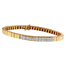 Load image into Gallery viewer, 14K Yellow Gold Princess Cut Diamond Banded Bracelet (1.00 cttw, G-H Color, VS1-VS2 Clarity)