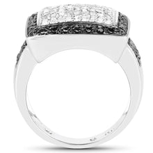 Load image into Gallery viewer, 0.61 Carat Genuine Black Diamond and White Diamond .925 Sterling Silver Ring