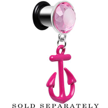 Load image into Gallery viewer, 0G Pink Dangling Anchor Steel Plug