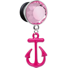 Load image into Gallery viewer, 00G Pink Dangling Anchor Steel Plug