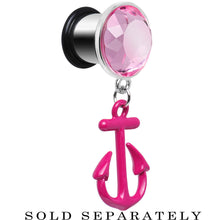 Load image into Gallery viewer, 00G Pink Dangling Anchor Steel Plug