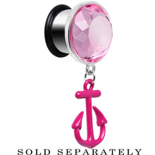 Load image into Gallery viewer, 9/16 Pink Dangling Anchor Steel Plug