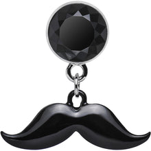 Load image into Gallery viewer, 2G Black Dangling Mustache Steel Plug