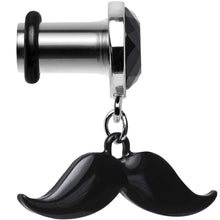 Load image into Gallery viewer, 2G Black Dangling Mustache Steel Plug