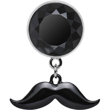 Load image into Gallery viewer, 1/2 Black Dangling Mustache Steel Plug