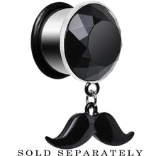 Load image into Gallery viewer, 5/8 Black Dangling Mustache Steel Plug