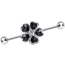Load image into Gallery viewer, Black Blossoming Flower of Hearts Industrial Barbell