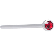 Load image into Gallery viewer, 20G 3/4 Red CZ Steel Straight Fishtail Nose Ring 2mm