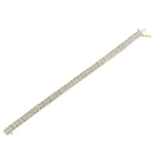 Load image into Gallery viewer, 14K Yellow Gold 5.0 Cttw Invisible Set Princess-cut Diamond Buckle Link Tennis Bracelet (H-I Color, SI2-I1 Clarity) - Size 7.25"